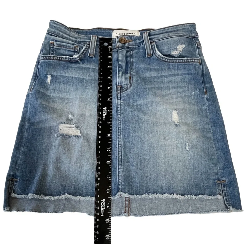 Flying Monkey Denim Skirt with Frayed Hem Size Waist 25 / 0